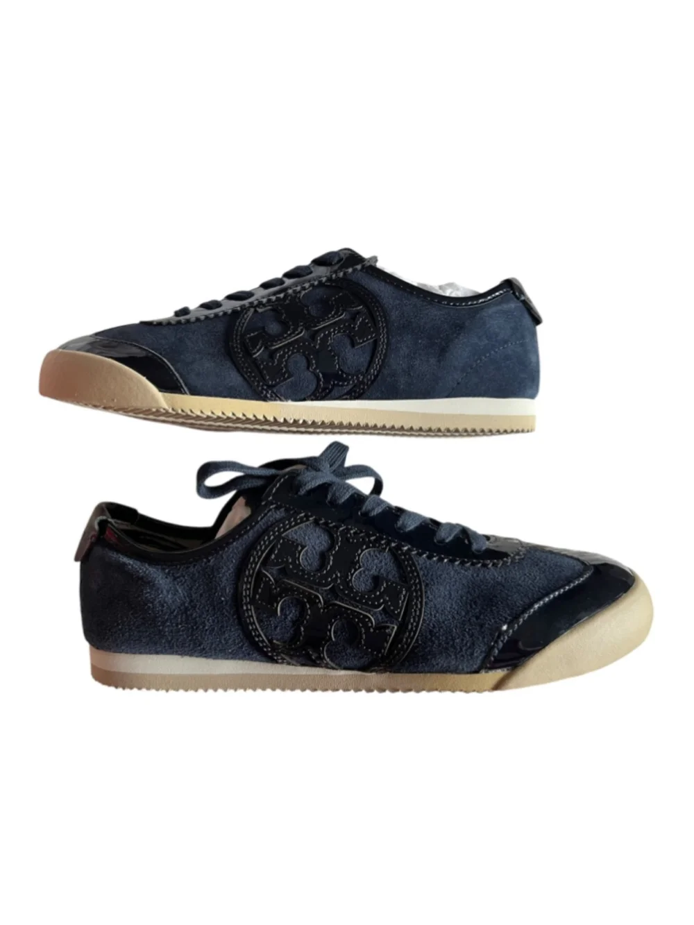 Tory Burch Murphy Navy Blue Suede NWT Patent Leather Sneakers 6